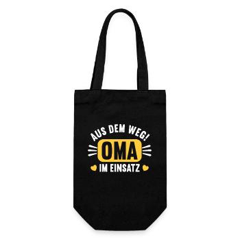 Aus dem Weg Oma im Einsatz Omi Grandma - Geschenkbeutel für Flaschen - Schwarz - Vorne