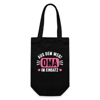 Aus dem Weg Oma im Einsatz Omi Grandma - Geschenkbeutel für Flaschen - Schwarz - Vorne