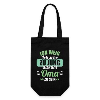 Zu jung um Oma zu sein Omi Gandma Oma - Geschenkbeutel für Flaschen - Schwarz - Vorne