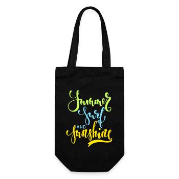 Summer-Surf-And-Sunshine, Summer Saying, Surfing - Gift Bag for Bottles - black - Front