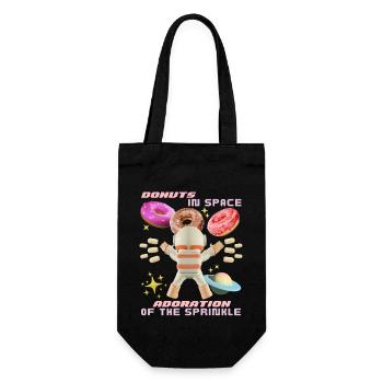 Donut space, donuts in space, funny astronaut - Gift Bag for Bottles - black - Front