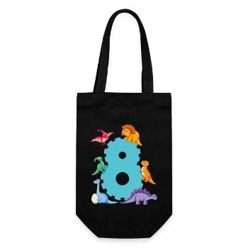 8th birthday | Dinosaur Birthday Shirt | - Gift Bag for Bottles - black - Front