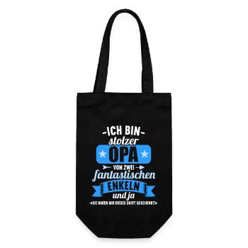 stolzer Opa von zwei fantastische Enkel - Geschenkbeutel für Flaschen - Schwarz - Vorne