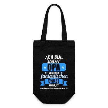 stolzer Opa von einem fantastisch Enkel - Geschenkbeutel für Flaschen - Schwarz - Vorne