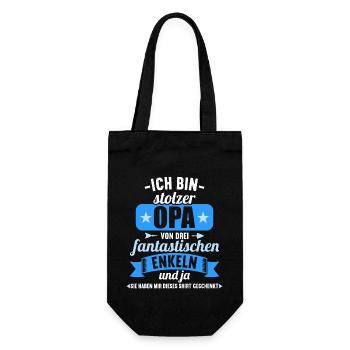 stolzer Opa von drei fantastische Enkeln - Geschenkbeutel für Flaschen - Schwarz - Vorne