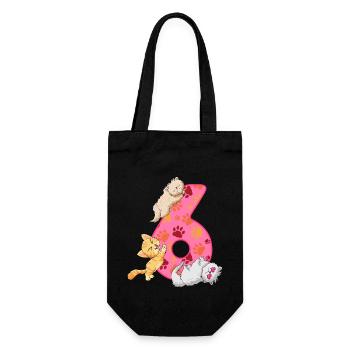 Chaton du 6ème anniversaire | Chemise d’anniversaire de chat | - Sac à bouteille - noir - Devant