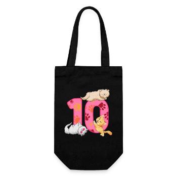 Chaton du 10e anniversaire | Chemise d’anniversaire de chat - Sac à bouteille - noir - Devant