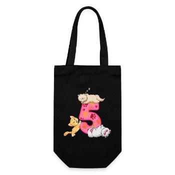 Chaton du 5ème anniversaire | Chemise d’anniversaire de chat | - Sac à bouteille - noir - Devant