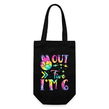 Peace Out Five I'm 6 | Tie Dye Themed Birthday | - Geschenkbeutel für Flaschen - Schwarz - Vorne