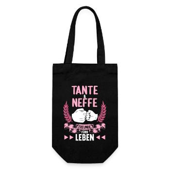 Tante und Neffe Freunde fürs Leben - Geschenkbeutel für Flaschen - Schwarz - Vorne