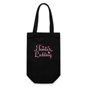 Tantes Liebling. Nichte Neffe Baby Tanten - Geschenkbeutel für Flaschen - Schwarz - Vorne