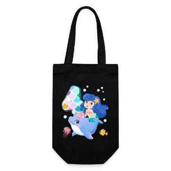 4th birthday | Mermaid Birthday | - Gift Bag for Bottles - black - Front