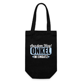 Aus dem Weg Onkel im Einsatz Nichte Neffe - Geschenkbeutel für Flaschen - Schwarz - Vorne