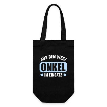 Aus dem Weg Onkel im Einsatz Nichte Neffe - Geschenkbeutel für Flaschen - Schwarz - Vorne