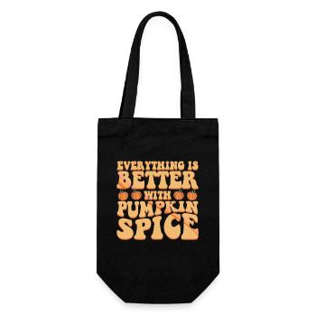 Alles Ist Besser Mit Kürbisgewürz Halloween-party - Geschenkbeutel für Flaschen - Schwarz - Vorne