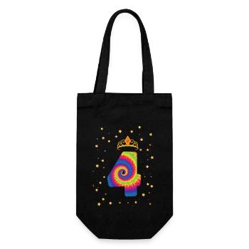 4th Birthday Krone | Tie Dye Themed Birthday | - Gift Bag for Bottles - black - Front
