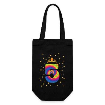 5th Birthday Krone | Tie Dye Themed Birthday | - Gift Bag for Bottles - black - Front