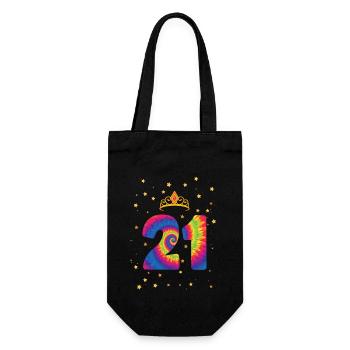 21st birthday Krone | Tie Dye Themed Birthday - Gift Bag for Bottles - black - Front