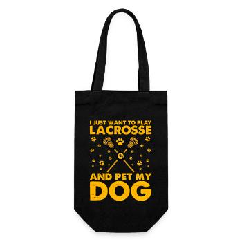 I just want to play Lacrosse and pet my Dog - Geschenkbeutel für Flaschen - Schwarz - Vorne