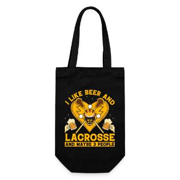 I like beer and Lacrosse and maybe 3 People - Geschenkbeutel für Flaschen - Schwarz - Vorne
