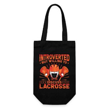 Introverted but willing to discuss Lacrosse - Geschenkbeutel für Flaschen - Schwarz - Vorne