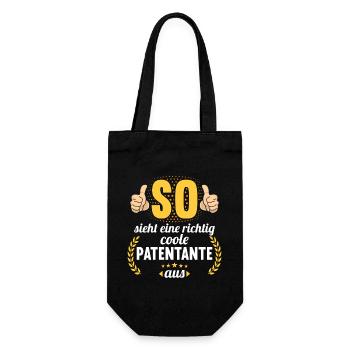 So sieht richtig coole Patentante aus Patenkind - Geschenkbeutel für Flaschen - Schwarz - Vorne