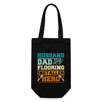 Husband dad flooring installer hero - Gift Bag for Bottles - black - Front