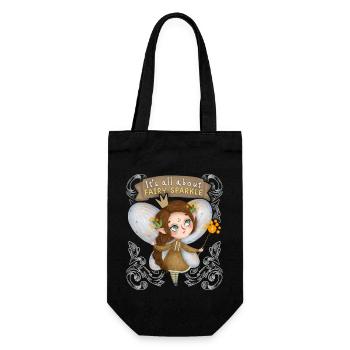 Feen, Märchenfee, Spruch, gute Fee, Fairycore - Geschenkbeutel für Flaschen - Schwarz - Vorne