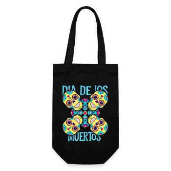 Dia-De-Los-Muertos, Crâne de sucre, Crâne, Crâne - Sac à bouteille - noir - Devant