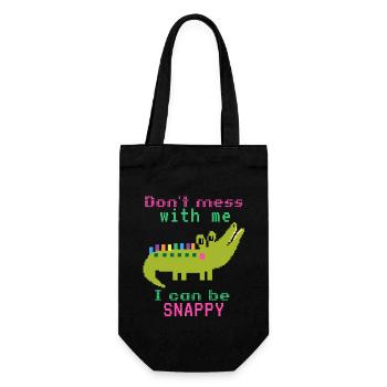 Krokodil-Crocodile, lustiger Spruch, Pun - Geschenkbeutel für Flaschen - Schwarz - Vorne