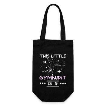 This little gymnast is 9 - Geschenkbeutel für Flaschen - Schwarz - Vorne