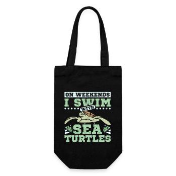 I swim with sea turtles - Gift Bag for Bottles - black - Front