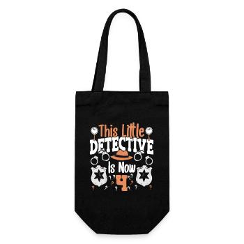 This little detective is now 4, 4th birthday - Gift Bag for Bottles - black - Front