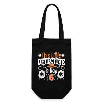 This little detective is now 6 years old, 6 - Gift Bag for Bottles - black - Front