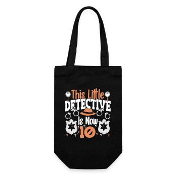 This little detective is now 10, 10 years old - Gift Bag for Bottles - black - Front