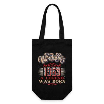 1963 birthday, November-1963, 11-1963 - Gift Bag for Bottles - black - Front