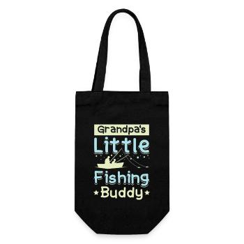 Grand-père petit copain de pêche - Sac à bouteille - noir - Devant