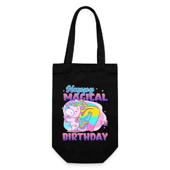 Alles Gute Zum Magischen 7. Geburtstag Einhorn - Geschenkbeutel für Flaschen - Schwarz - Vorne