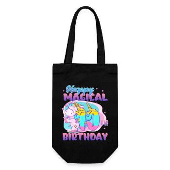 Alles Gute Zum 10. Geburtstag Einhorn Pony - Geschenkbeutel für Flaschen - Schwarz - Vorne