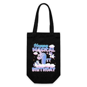 Happy Magical 1st Birthday Einhorn Pony - Geschenkbeutel für Flaschen - Schwarz - Vorne