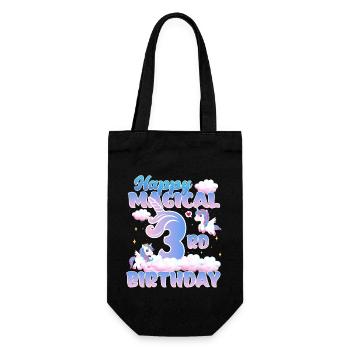 Joyeux 3ème anniversaire magique Licorne Poney - Sac à bouteille - noir - Devant