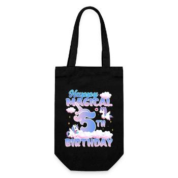 Happy Magical 5th Birthday Einhorn Pony - Geschenkbeutel für Flaschen - Schwarz - Vorne