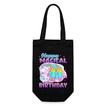 Alles Gute Zum 11. Geburtstag Einhorn Pony - Geschenkbeutel für Flaschen - Schwarz - Vorne