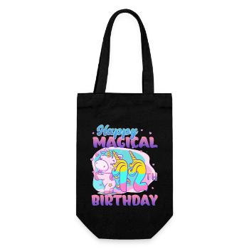 Happy Magical 12. Geburtstag Einhorn Pony - Geschenkbeutel für Flaschen - Schwarz - Vorne