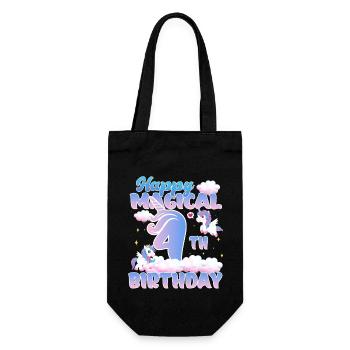 Happy Magical 4th Birthday Einhorn Pony - Geschenkbeutel für Flaschen - Schwarz - Vorne