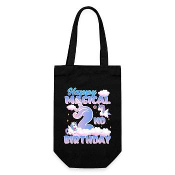 Happy Magical 2nd Birthday Einhorn Pony - Geschenkbeutel für Flaschen - Schwarz - Vorne