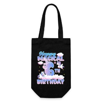 Happy Magical 6th Birthday Einhorn Pony - Geschenkbeutel für Flaschen - Schwarz - Vorne