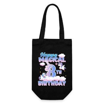 Happy Magical 8th Birthday Einhorn Pony - Geschenkbeutel für Flaschen - Schwarz - Vorne