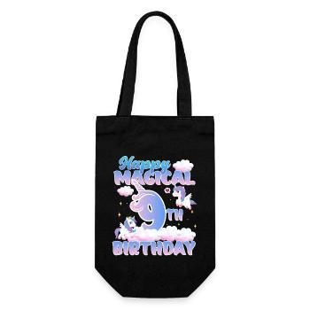 Happy Magical 9th Birthday Einhorn Pony - Geschenkbeutel für Flaschen - Schwarz - Vorne