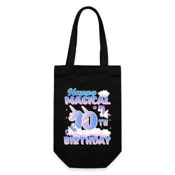Happy Magical 10th Birthday Einhorn Pony - Geschenkbeutel für Flaschen - Schwarz - Vorne